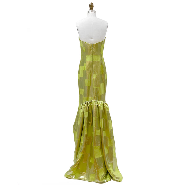 Oscar de la Renta Green Strapless Gown