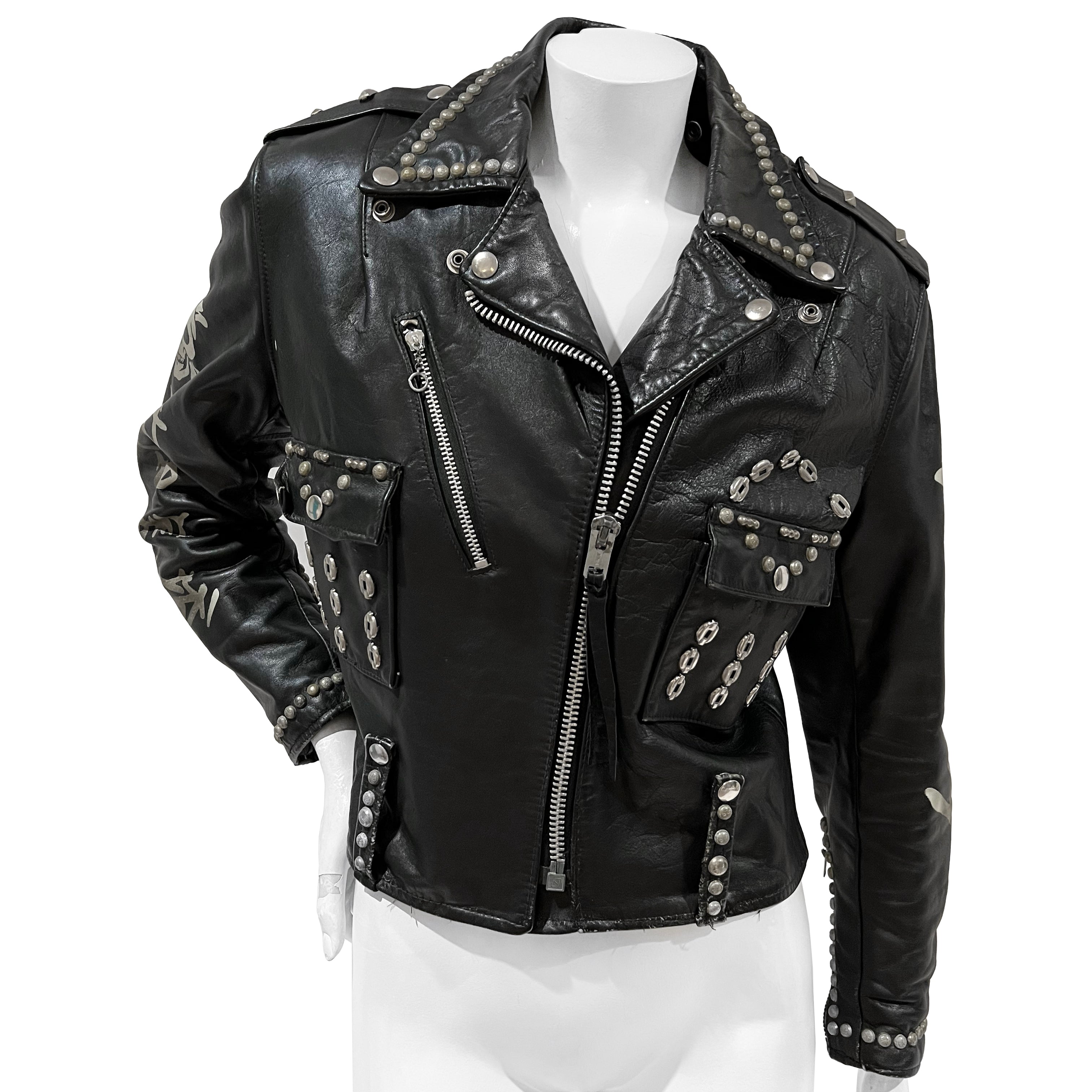 Black vintage Harley Davidson leather jacket