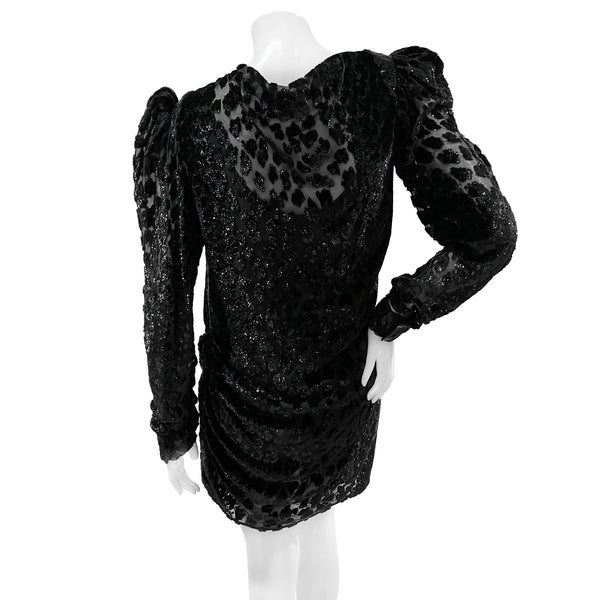 2017 Black Leopard Patterned Burnout Dress