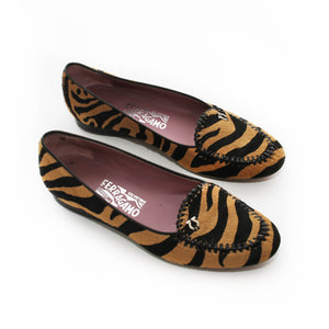 Pony Hair Tiger Patterned Driving Loafers