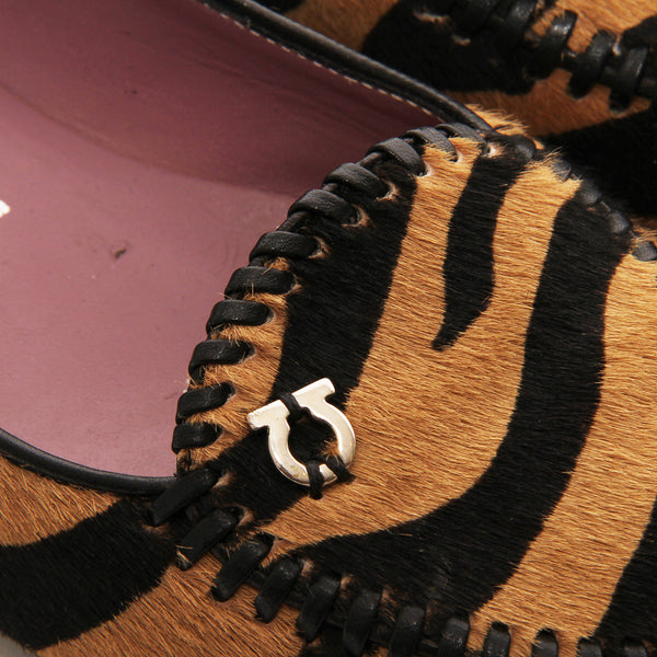 Pony Hair Tiger Patterned Driving Loafers