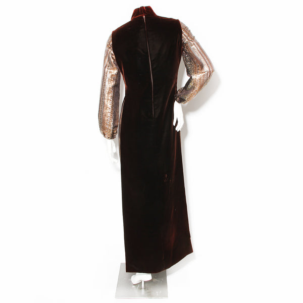Pierre Cardin Gold Lurex Geometric Print Dress with Velvet Tunic