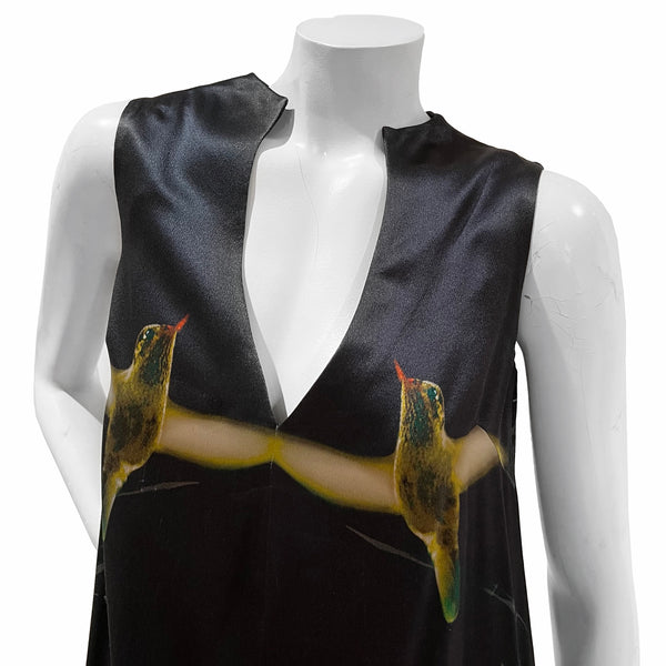 Silk Hummingbird Print Dress