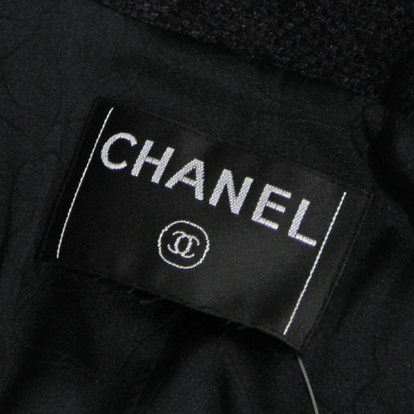 Chanel Navy Blue Wool Tweed Crop Jacket