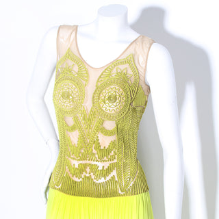 Lime Green Tulle Ribbon Gown