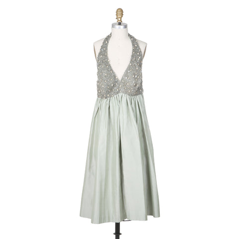 BEADED HALTER DRESS AND JACKET circa 1980s
