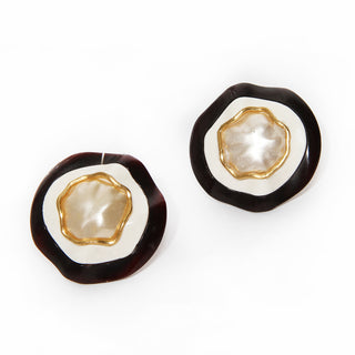 1992 Resin and Faux Pearl Clip-On Earrings