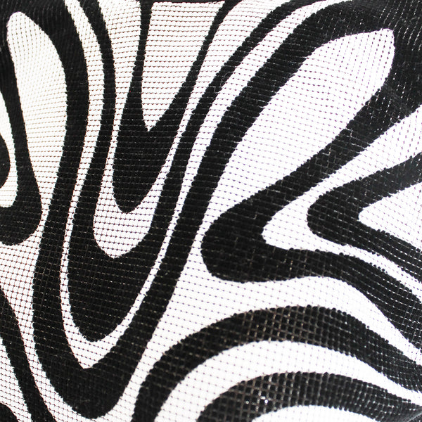 Black and White Abstract Print Mesh Mini Dress